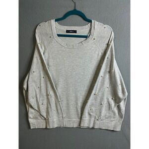 Zara Sweater Women's Small‎ Knit Pearl Embellished Crew Neck Long Sleeve